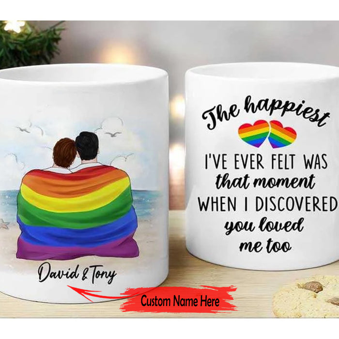 Personalized To Boyfriend Coffee Mug Rainbow LGBT Flag Romantic Gay Couple Gifts For Valentine's Day