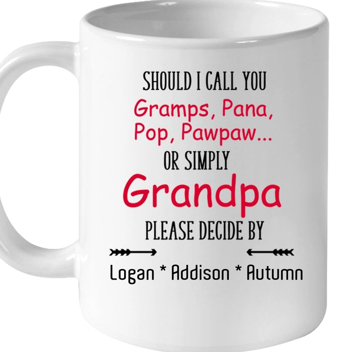 Personalized Coffee Mug For Grandpa Should I Call You Gramps Pana Pop Custom Kids Names Gifts For Fathers Day