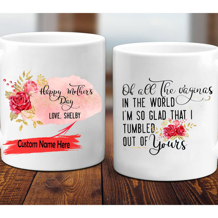 Personalized Coffee Mug For Mom Gifts First Mommy Print Flower Floral Happy Mothers Day Funny Pregnant Mom Pregnancy Reveal Customized Mug Gifts For Mothers Day
