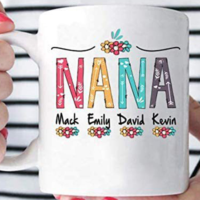 Personalized Coffee Mug For Grandma Gifts For Nana From Grandkids Customized Multi Kids Name Gifts For Mothers Day