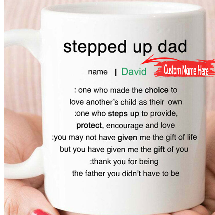 Personalized To Stepped Up Dad Coffee Mug Definition Stepdad From Stepchild Customized Gifts For Father's Day Wedding