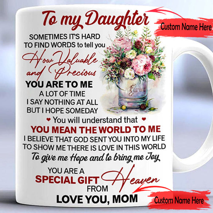 Personalized Coffee Mug For Daughter Loving Mom And Daughter Ideas Gifts Little Girl From Mom In Heaven Customized Mug Gifts For Birthday 11Oz 15Oz