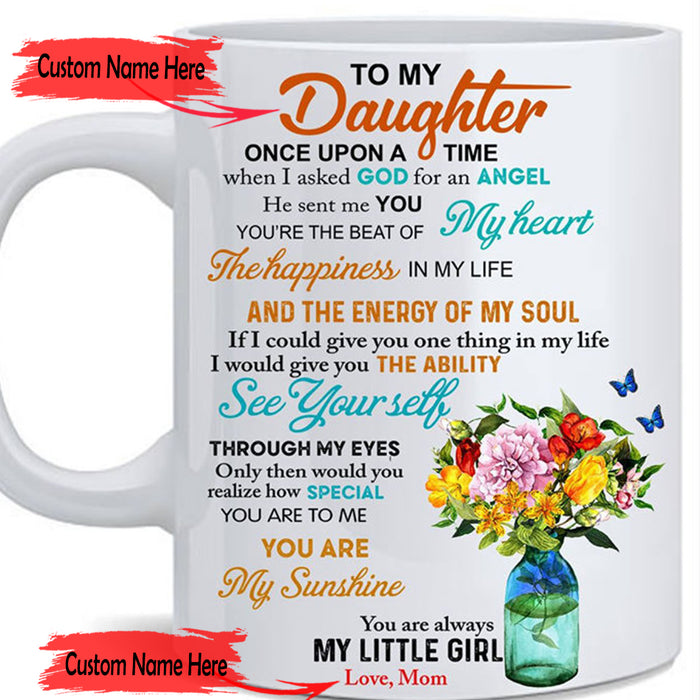 Personalized Coffee Mug For Daughter Once Upon A Time Print Glass Floral Vase Cute Baby Girl Gifts For Birthday