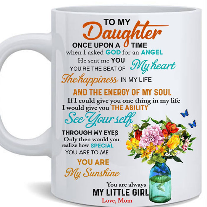 Personalized Coffee Mug For Daughter Once Upon A Time Print Glass Floral Vase Cute Baby Girl Gifts For Birthday