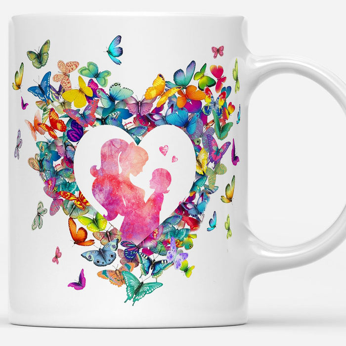 Personalized Coffee Mug For Daughter Funny Daughter Print Cute Daughter And Mom Butterfly Mug With Message Customized Mug Gifts For Birthday, Wedding