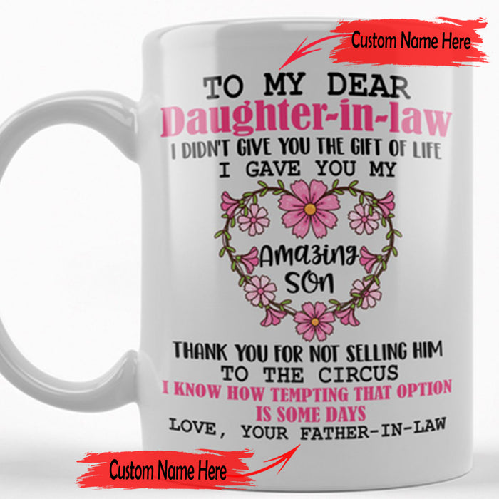 Personalized Daughter In Law Coffee Mug Loving Message From Father In Law Gifts For Wedding Father's Day
