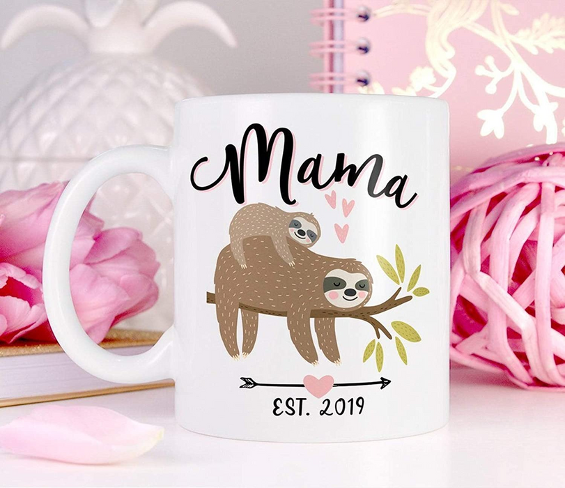 Personalized To Grandma Coffee Mug Gifts For Grandma From Grandkids Mug Print Funny Sloth Family Customized Mug Gifts For Mothers Day, Birthday Mug