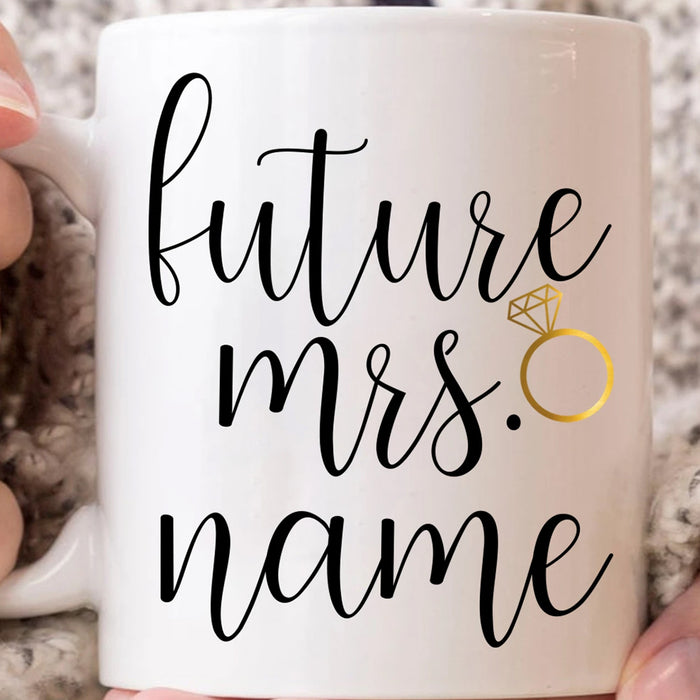 Personalized Coffee Mug For Wife Custom Future Mrs. Name Romantic Gifts For Wedding Valentine's Day