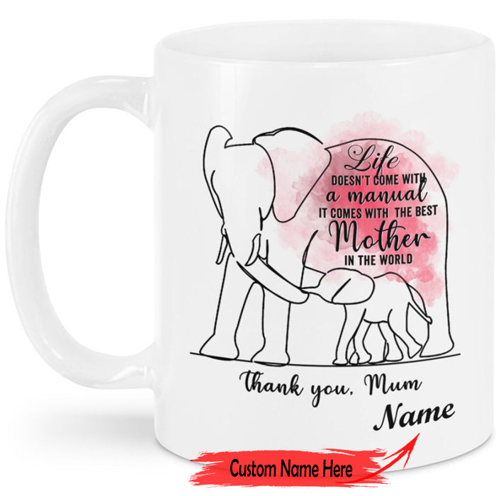 Personalized Coffee Mug For Mom Gifts Meaning Message Thank You Mommy Print Elephant Family Customized Mug Gifts For Mothers Day 11Oz 15Oz Ceramic Coffee Mug