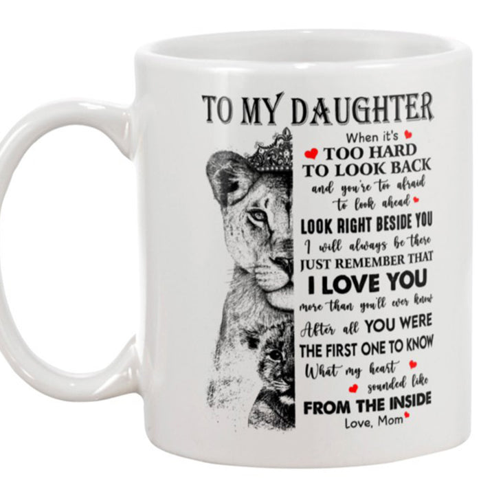 Personalized Coffee Mug For Daughter Gifts for Daughter From Mommy Print Black White Face Lion Pictures Sweet Message Customized Mug Gifts For Birthday