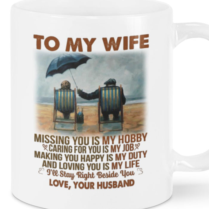 Personalized Coffee Mug For Wife Loving Quotes From Husband Print Old Couple Front The Beach Gifts Birthday