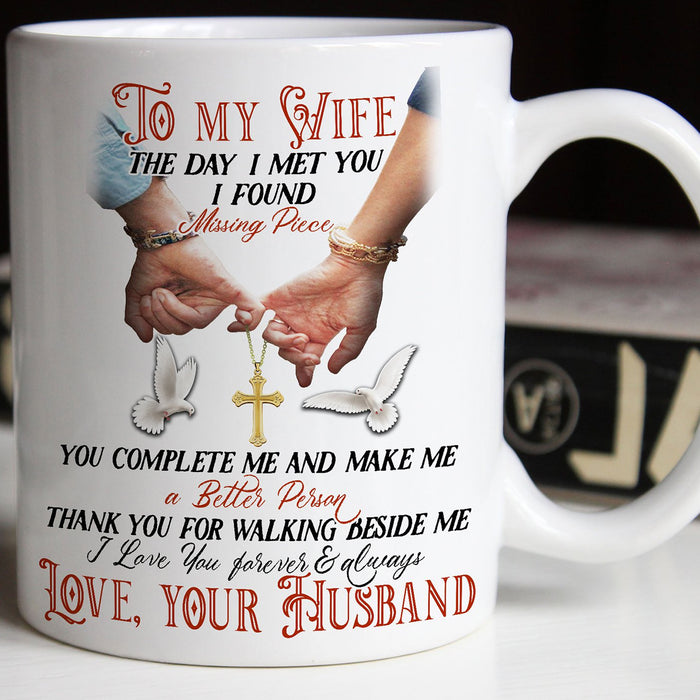 Personalized Coffee Mug For Wife Print Cross Jesus Christ Couple Dove Romantic Gifts For Birthday