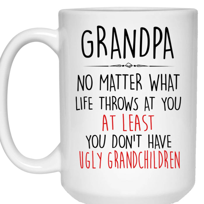 Grandpa Coffee Mug Gifts For Grandpa From Grandkids Funny Promoted To Be Grandfather Mug Gifts For Father's Day Thanksgiving 11oz 15Oz Ceramic Mug