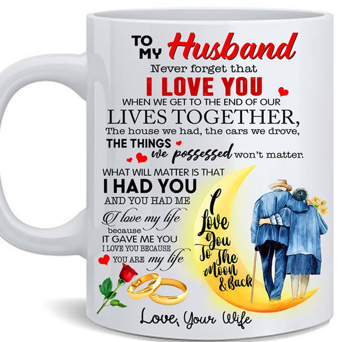 Personalized Coffee Mug For Husband I Love You To The Moon And Back Funny Valentines Day Gifts For Him Or Her