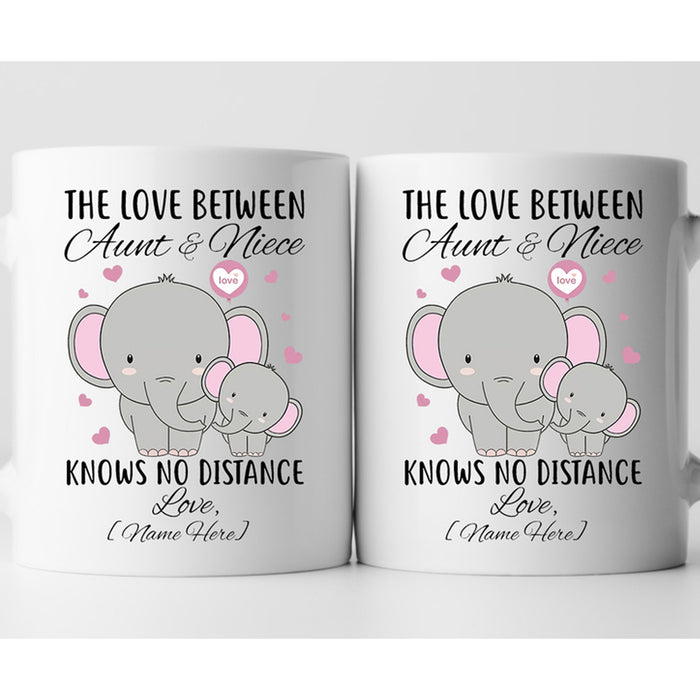 Personalized Coffee Mug For Niece Distance Relationship Aunt And Niece Gifts For Birthday Mother's Day