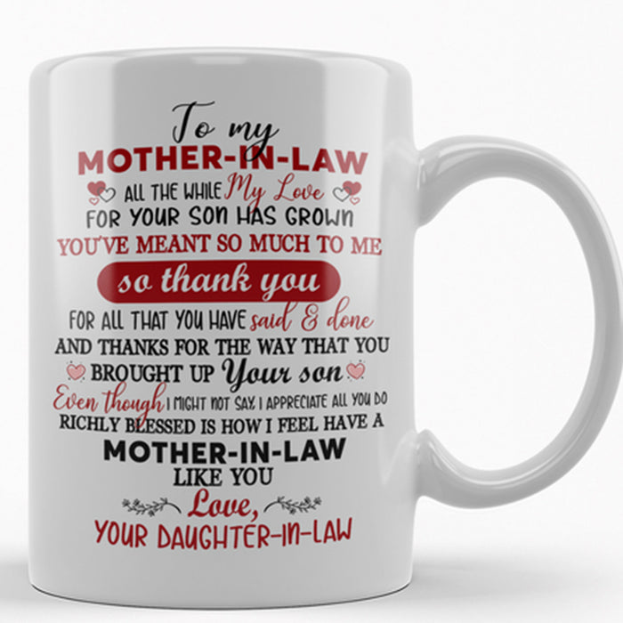 Personalized Mother In Law Coffee Mug Gifts For Mother Of The Groom Funny Daughter In Law, Son In Law Coffee Mug Customized Mug Gifts For Mothers Day Mug