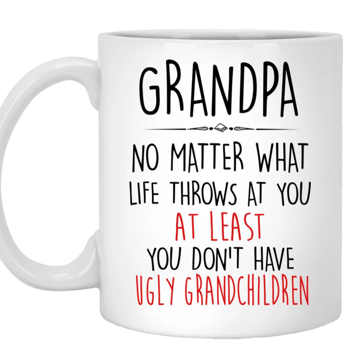 Grandpa Coffee Mug Gifts For Grandpa From Grandkids Funny Promoted To Be Grandfather Mug Gifts For Father's Day Thanksgiving 11oz 15Oz Ceramic Mug