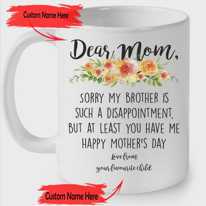 Personalized Coffee Mug Dear Mom Gifts For Mom From Daughter, Son, Kids Sweet Quotes Mothers Day Customized Mug Gifts For Mothers Day 11Oz 15Oz Ceramic Coffee Mug