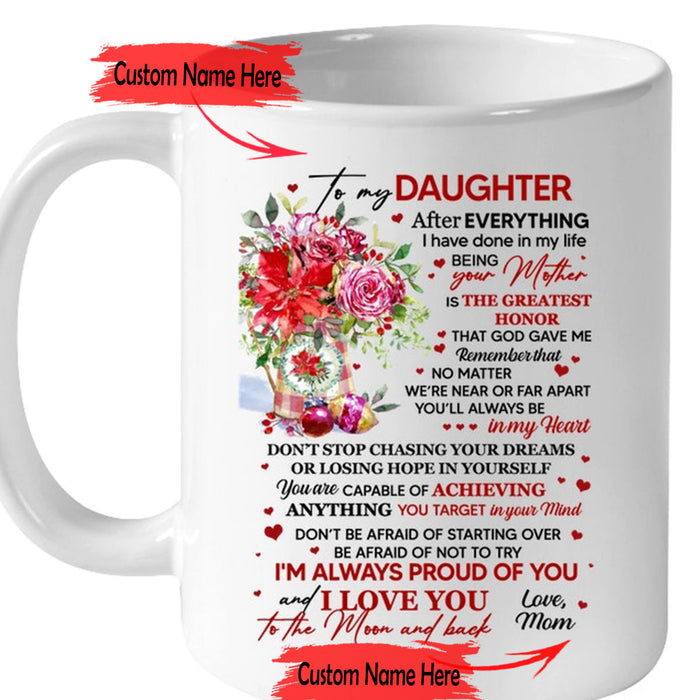 Personalized Coffee Mug For Daughter Print Floral Vase With Message For Little Girl Customized Mug Gifts For Birthday
