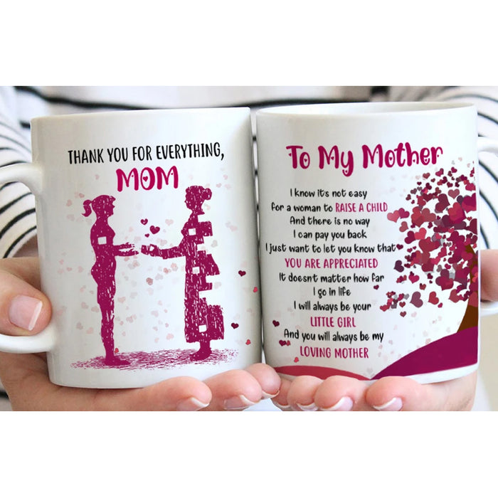 Personalized Coffee Mug Dear Mom Gifts For Mom From Daughter Print Quotes I Know It's Not Easy Raise A Child Customized Mug Gifts For Mothers Day, Birthday