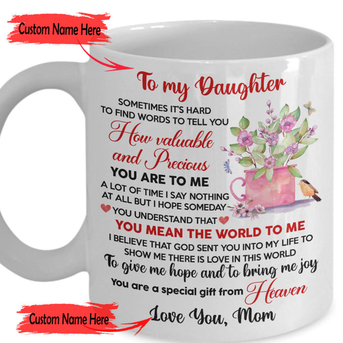 Personalized Coffee Mug For Daughter Print Floral Vase You Are A Special Gifts From Heaven Mug Gifts For Birthday