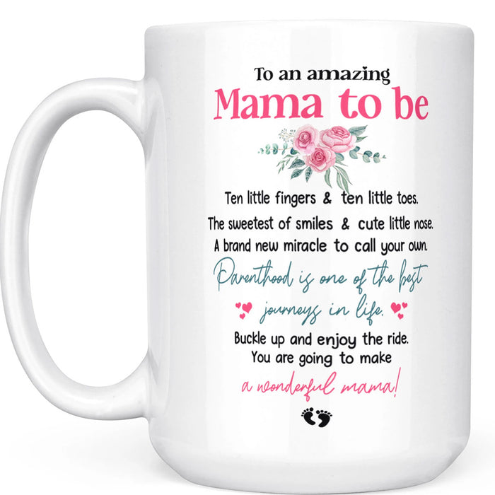 To Amazing Mama To Be Coffee Mug Gifts For New Mom Promoted To Be Mom 2021 Funny Pregnancy Reveal Mug Gifts For First Mothers Day, Birthday Ceramic Mug