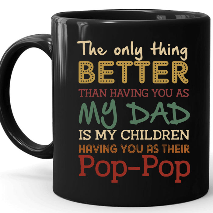 Grandpa Coffee Mug Gifts For Grandpa From Grandkids Funny Nickname Pop Pop, Dad Customized Mug Gifts Fathers Day For Men, Dad