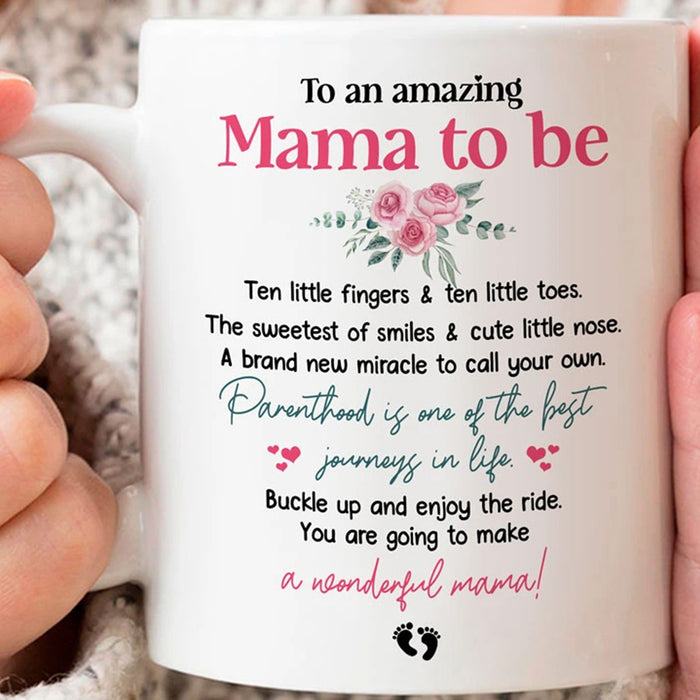 To Amazing Mama To Be Coffee Mug Gifts For New Mom Promoted To Be Mom 2021 Funny Pregnancy Reveal Mug Gifts For First Mothers Day, Birthday Ceramic Mug