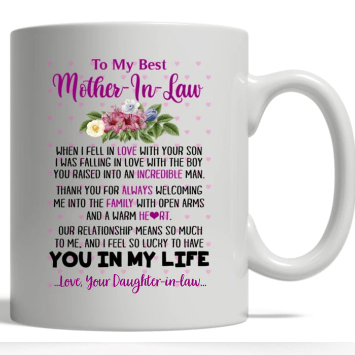 Personalized Best Mother In Law Coffee Mug Gifts For Mother In Law From Daughter In Law Print Loving Quotes Customized Mug Gifts For Mothers Day Mug