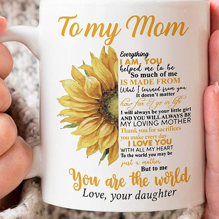 Personalized To Mom Coffee Mug Gifts For Mom From Daughter Print Sunflower With Message Customized Mug Gifts For Mothers Day 11Oz 15Oz Ceramic Coffee Mug