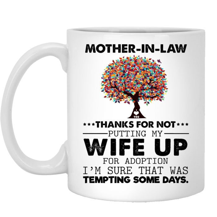 Mother In Law Coffee Mug Gifts Mother In Law Print Colorful Tree I Love You Customized Mug Gifts For Mothers Day 11Oz 15Oz Ceramic Coffee Mug