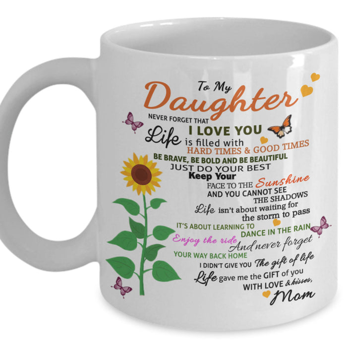 Personalized To Daughter Coffee Mug Sweet Message For Baby Girl Print Sunflower Customized Mug Gifts For Birthday, Wedding