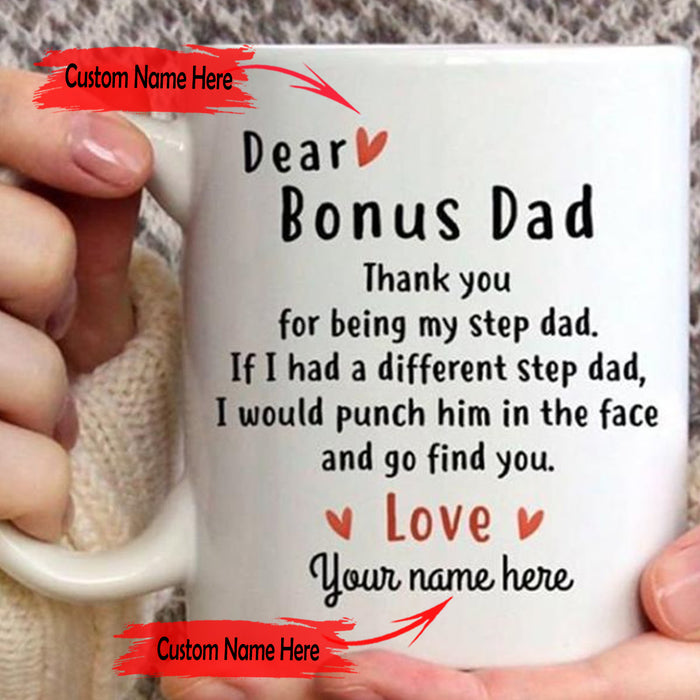 Personalized Coffee Mug For Step Dad Gifts Step Dad From Step Daughter, Stepson New Bonus Dad Gifts Mugs Customized Gifts For Father's Day, Wedding Mug