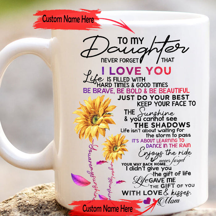 Personalized To Daughter Coffee Mug Meaning Message Never Forget That I Love You Customized Gifts For Birthday, Graduation