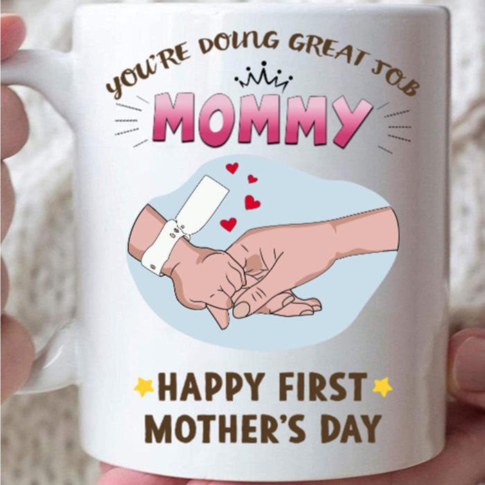 Pregnancy Mom Coffee Mug Gifts For New Mom Funny Pregnancy Announcement You're Doing Great Job Mommy Mug Ideas Gifts For First Mothers Day Ceramic Mug