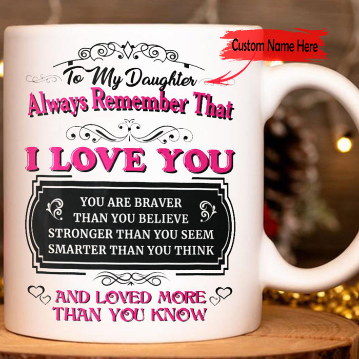 Personalized Coffee Mug For Daughter Sweet Message Always Remember That I Love You Mug Gifts For Birthday, Graduation