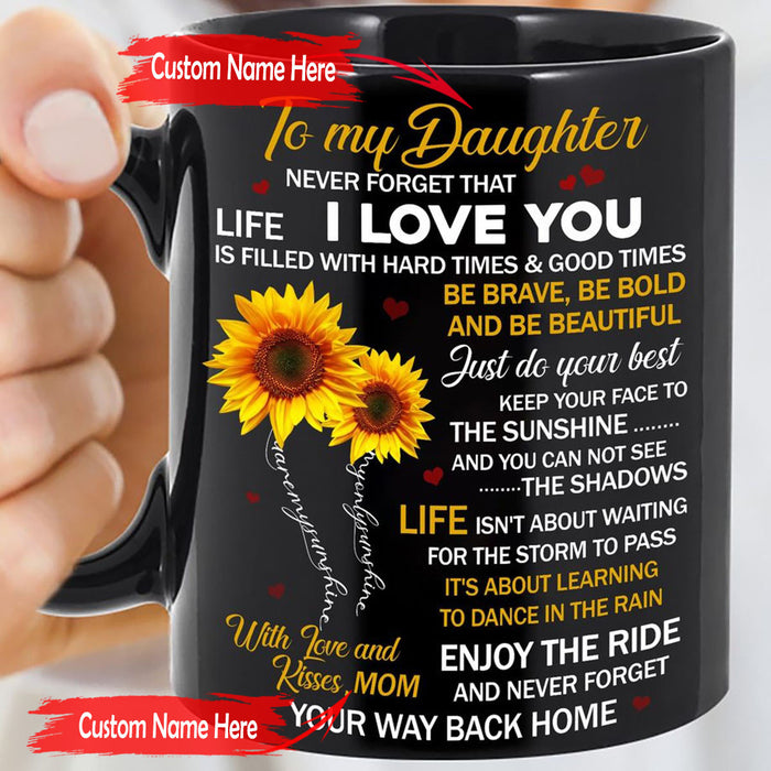 Personalized To Daughter Coffee Mug Sweet Quotes Never Forget Your Way Back Home Print Sunflower Gifts For Graduation
