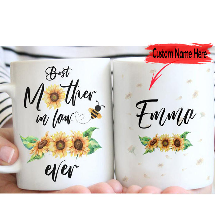 Personalized Mother In Law Coffee Mug Gifts For Mother Of The Groom Print Sunflower Best Mother In Law Ever Customized Mug Gifts For Mothers Day Mug