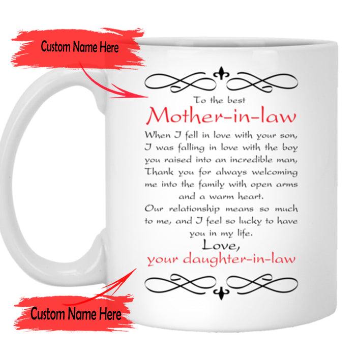 Personalized Coffee Mug For Best Mother In Law Gifts For Mother In Law From Daughter In Law Funny Mom Of The Groom Customized Mug Gifts For Mothers Day Mug