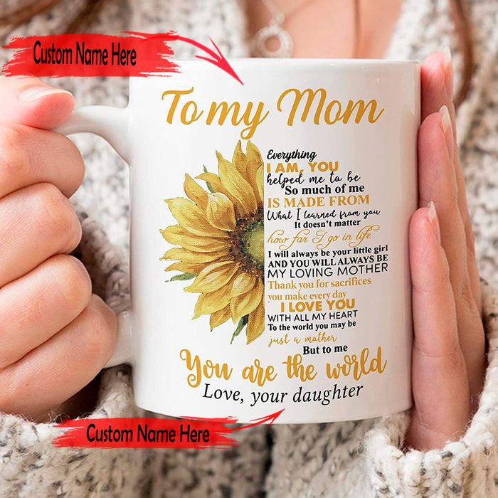 Personalized To Mom Coffee Mug Gifts For Mom From Daughter Print Sunflower With Message Customized Mug Gifts For Mothers Day 11Oz 15Oz Ceramic Coffee Mug