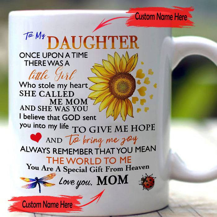 Personalized To Daughter Coffee Mug Once Upon A Time There Was A Little Girl Print Sunflower Mug Gifts For Graduation