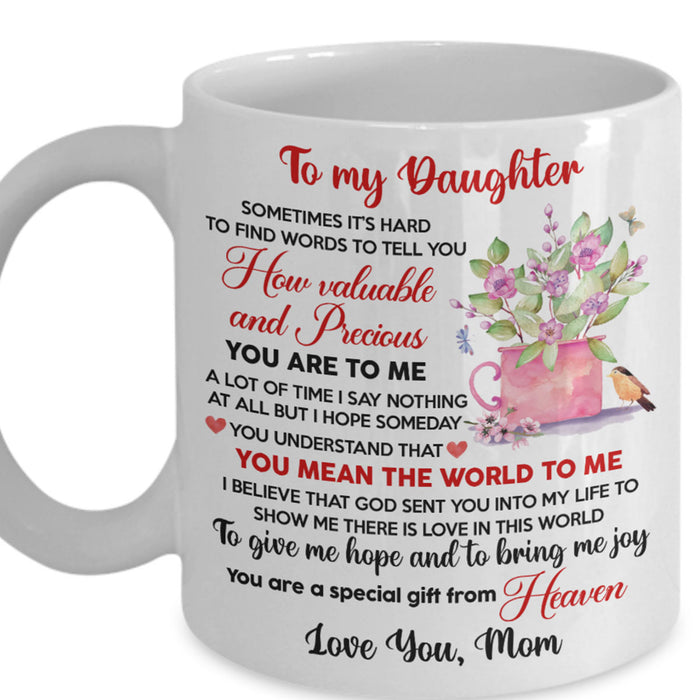 Personalized Coffee Mug For Daughter Print Floral Vase You Are A Special Gifts From Heaven Mug Gifts For Birthday