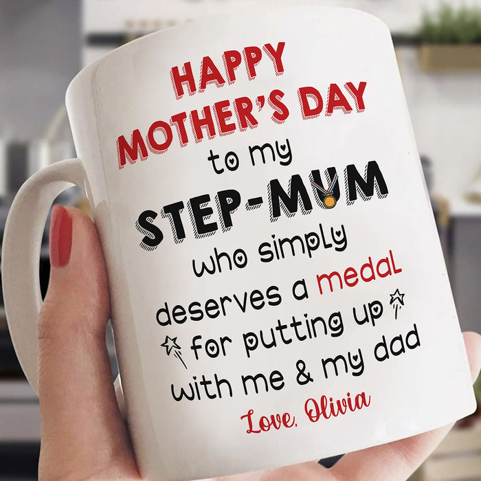 Personalized Coffee Mug For Step Mom Gifts For Stepmom From Stepdaughter New Bonus Mom Funny Bonus Mom And Bonus Child's Customized Mug Gifts For Mothers Day