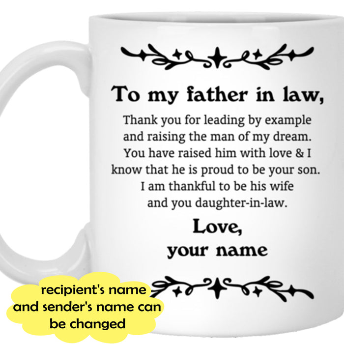 Personalized Father In Law Coffee Mug Thanks You For Dad Of The Groom Gifts For Father's Day Wedding
