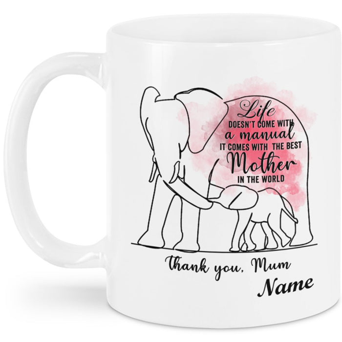 Personalized Coffee Mug For Mom Gifts Meaning Message Thank You Mommy Print Elephant Family Customized Mug Gifts For Mothers Day 11Oz 15Oz Ceramic Coffee Mug