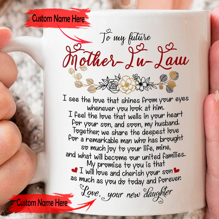 Personalized Coffee Mug For Future Mother In Law Gifts Future Mother From New Daughter Print Meaning Message Customized Mug Gifts For Mothers Day, Wedding