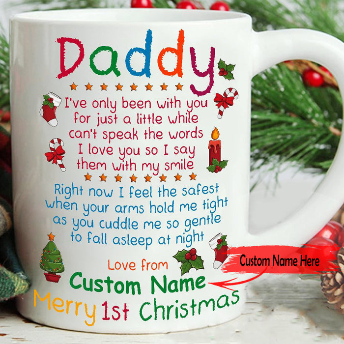 Personalized Dad Coffee Mug Gifts New Dad 2021 Merry First Christmas Promoted To Be Daddy 2021 New Daddy Gifts Mugs Customized Gifts For Father's Day, Christmas