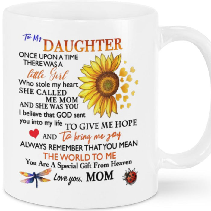 Personalized To Daughter Coffee Mug Print Sunflower Funny Quotes For Little Girl Customized Mug Gifts For Birthday