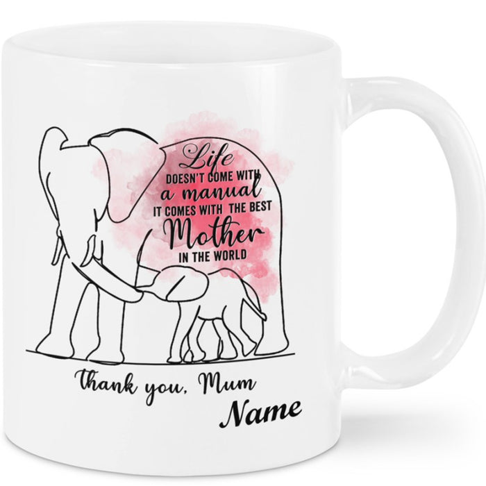 Personalized Coffee Mug For Mom Gifts Meaning Message Thank You Mommy Print Elephant Family Customized Mug Gifts For Mothers Day 11Oz 15Oz Ceramic Coffee Mug