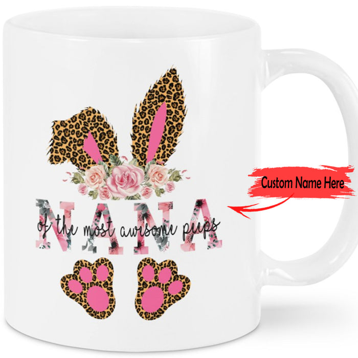 Personalized Coffee Mug For Grandma Funny Nana Grandmother Print Leopard Bunny Customized Gifts For Mothers Day Easter Day